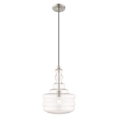 Livex Lighting Art Glass 1 - Light Pendant in  Brushed Nickel