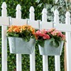 Juvale 2 Pack Galvanized Metal Hanging Bucket Planter Flower Pots for Railing, Fence, Balcony, Wall Decor, and Garden, 5 x 4.5 x 10 In - 2 of 4