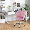 Costway Velvet Petal Shell Office Chair Adjustable Swivel Accent Vanity Armchair Yellow\Blue\Grey\Pink - 4 of 4