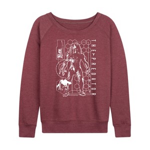 Women's - Predator - Digital Alien Diagram Lightweight French Terry Wide Neck Long Sleeve Graphic Shirt - 1 of 4