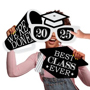 Big Dot of Happiness Graduation Cheers - Grad Cap, Megaphone, and Sunglasses Decorations - 2025 Graduation Party Large Photo Props - 3 Pc - 1 of 4