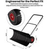 29" Snow Shovel with Wheels, Metal Back Push Snow Plow for Doorway & Sidewalk, Adjustable Angle & Height Handle Snow Pusher - 2 of 4