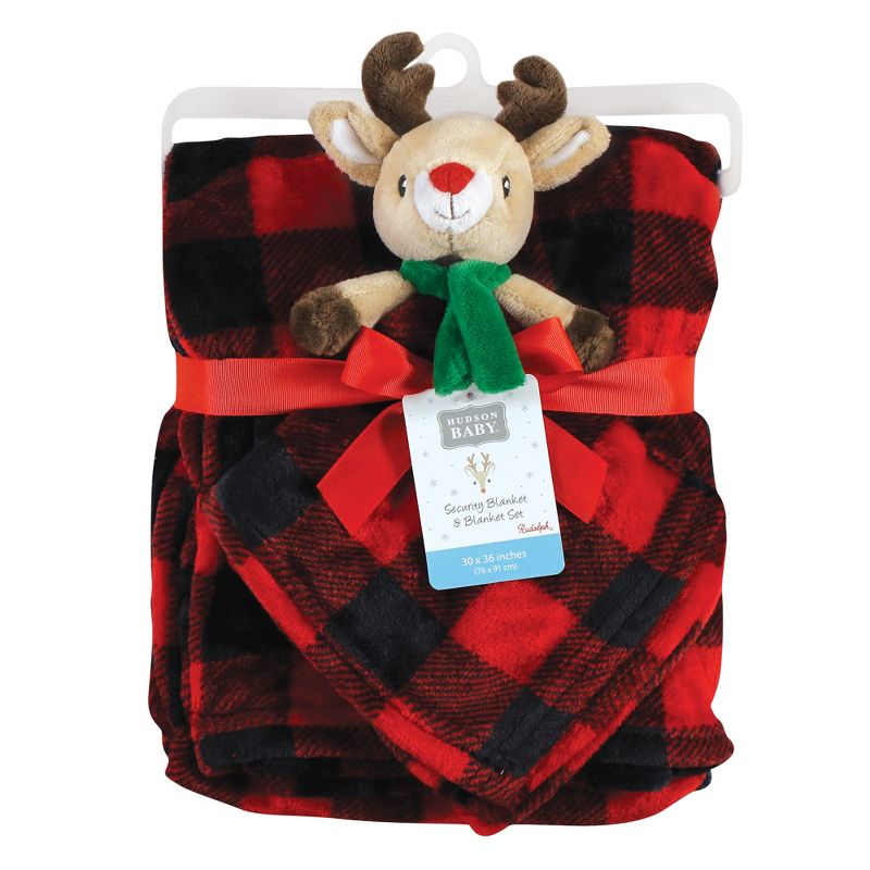 Hudson Baby Unisex Baby Plush Blanket with Security Blanket, Rudolph, One Size, 2 of 5