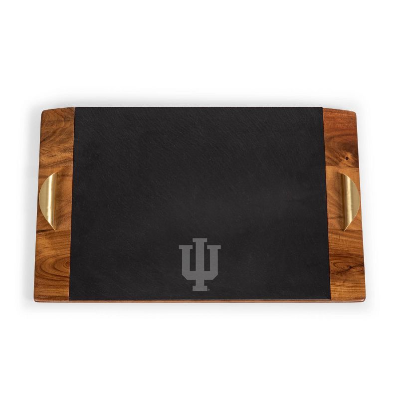 NCAA Indiana Hoosiers Covina Acacia Wood and Slate Black with Gold Accents Serving Tray, 1 of 6