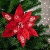 Northlight 28" Icy Red Velvet Poinsettia Glittered Christmas Stem Spray - 2 of 4