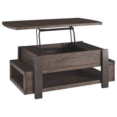 Modern Vailbry 48" Black/Brown Lift-Top Rectangular Cocktail Table