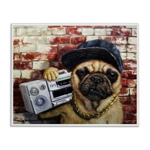 Stupell Industries Urban Pug Dog Boombox Music Chain Necklace Framed Giclee Art - 1 of 4