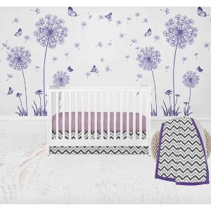 Bacati - Ikat Dots Leopard  Purple Grey Girls 3 pc Crib Set - 1 of 4