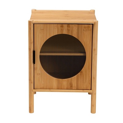 Naresh Bamboo Wood 1 Door End Table Natural Brown - Baxton Studio