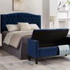 Velvet Storage Bench, End Of Bed Upholstered Tufted Button Storage Bench With Nails Trim, Storage Velvet Rectangular Bed Bench,Rectangular,blue,4ft - 2 of 4