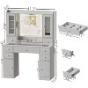 PAKASEPT Makeup Vanity Desk with Mirror and Lights, with Glass Top, 7 Drawers, 2 Storage Cabinet, 2 Glass Cabinet, Charging Station - 3 of 4