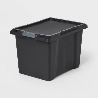 19gal Large Latching Storage Tote Black - Brightroom™: Stackable Plastic Bin with Lid & Handles, Universal Storage