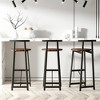 MDF Armless Bar Stools with Back & Footrest Set of 3 Counter Height Dining Chairs for Kitchen Island - 2 of 4