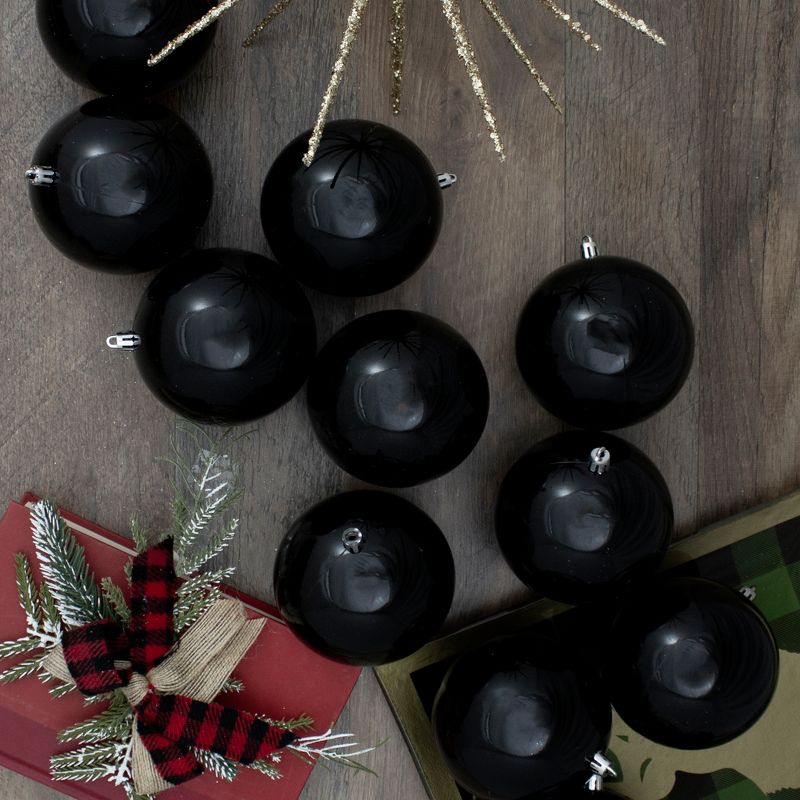 Northlight 12ct Shatterproof Shiny Christmas Ball Ornament Set 4" - Black, 2 of 3