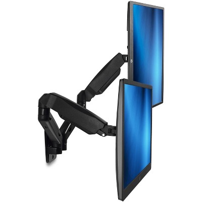 Black Steel Dual Arm Full Motion Monitor Wall Mount