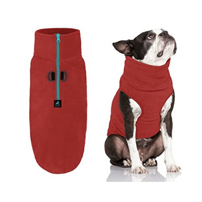 Gooby Half Zip Up Fleece Vest Dog Sweater Burgundy, Large