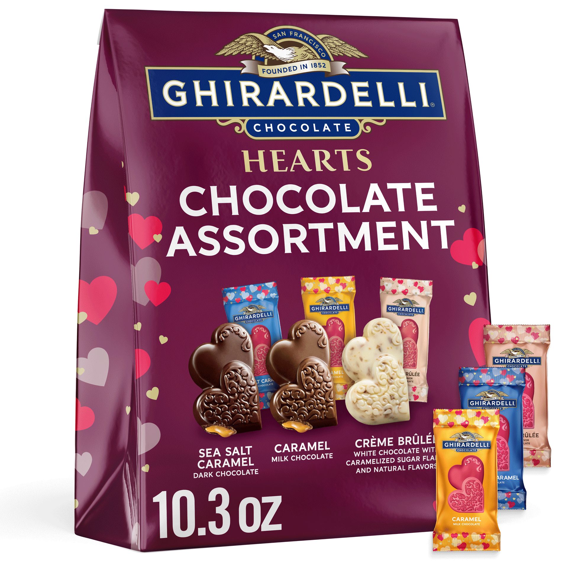 Ghirardelli Valentine's Assortment Hearts Chocolate Candy Bag - 10.3oz