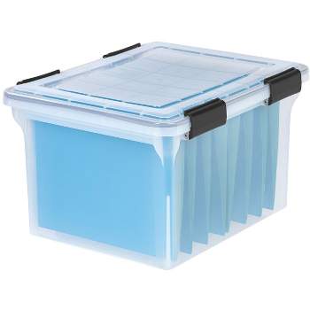 IRIS USA Letter Legal Size File Box 32qt WEATHERPRO Airtight Plastic Storage Bin with Lid and Seal and Secure Latching Buckles
