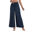Women's High Waist Wide Leg Pants - Drapery Flowy Trousers for Work & Casual Comfort Navy L - 2 of 3