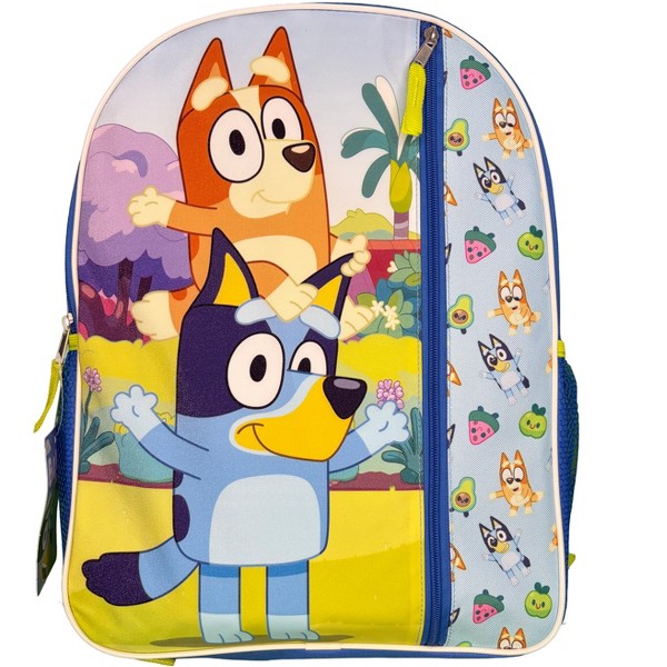 Mochila escolar de 16 pulgadas para niños de Bluey con Bingo a cuestas, de nailon azul, para niños y niñas de 3 años en adelante 2