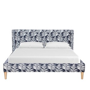 Queen Alaia Wingback Platform Bed Palm Navy Ground - Cloth & Co.