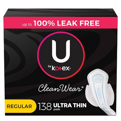 U by Kotex CleanWear Ultra Thin Pads with Wings - Regular - Unscented - 3pk/46ct