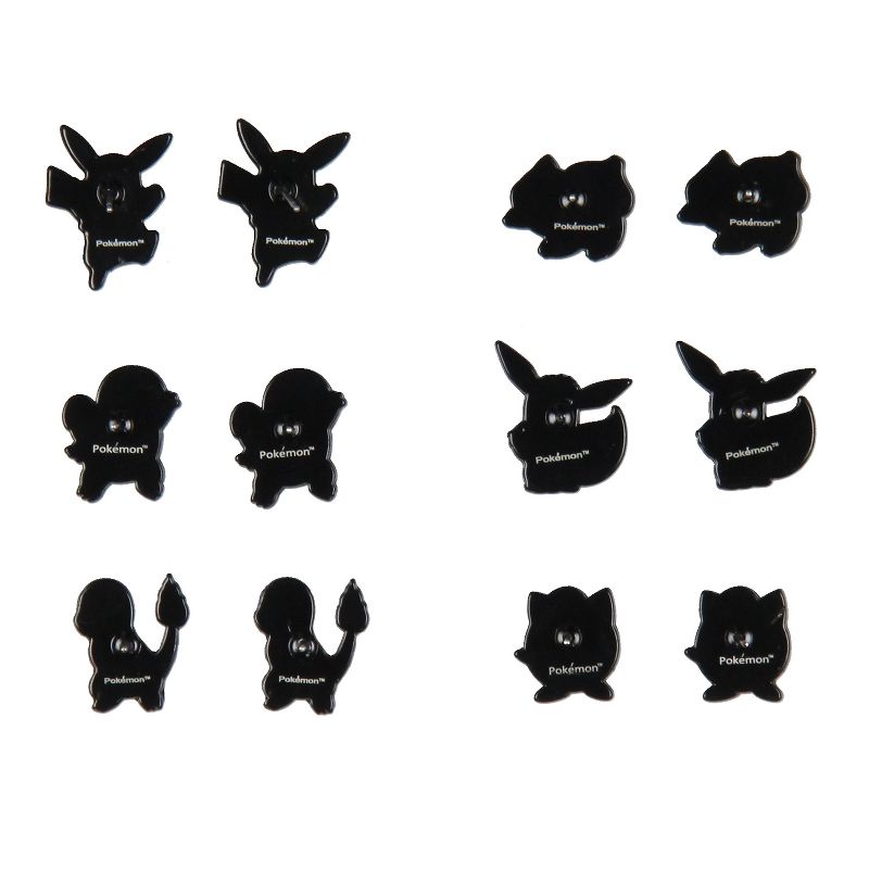 Pokemon Earrings Fashion Jewelry Enamel Character Stud Earrings Set 6 Pack Multicoloured, 2 of 4