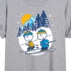 Women's - Peanuts - Charlie Brown And Linus Skiing Oversized Graphic T-Shirt - 2 of 4