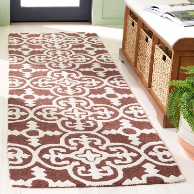Cambridge Classic Geometric Hand-Tufted Wool Runner - Dark Brown/Ivory