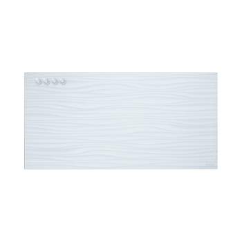 ECR4Kids MessageStor Magnetic Dry-Erase Glass Board with Magnets, 18in x 36in, Wall-Mounted Whiteboard, White Waves