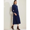 Allegra K Women's Long Sleeve Mock Neck A-Line Flowy Midi Pleated Shirt Dress - 4 of 4