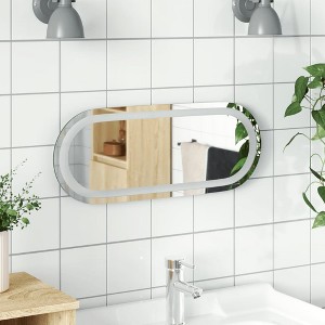 vidaXL LED Bathroom Wall-mounted Mirror with Oval Shape and Integrated Light - Water-Resistant, User-friendly with Convenient USB Interface - 1 of 4