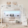 Racxily Loft Bed with Desk and Charging Station, Metal Loft Bed with Stairs and Light for Kids Teens - 3 of 4