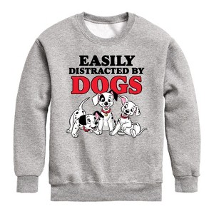 Boys' - 101 Dalmatians - Easily Distracted By Dogs Graphic Long Sleeve Fleece Sweatshirt - 1 of 4