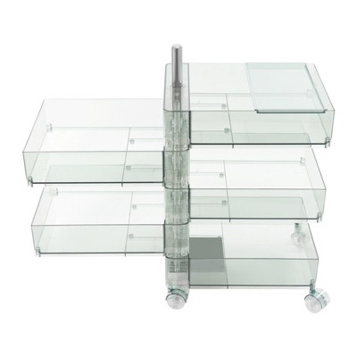 YIYIBYUS 360° Rotating Bedside Storage Cabinet 5 Tiers End Table with Wheels, Green