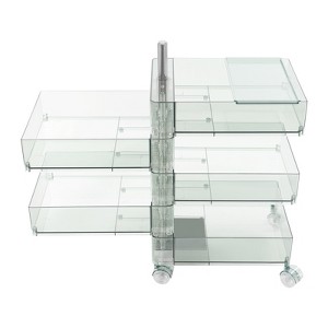 YIYIBYUS 360° Rotating Bedside Storage Cabinet 5 Tiers End Table with Wheels, Green - 1 of 4