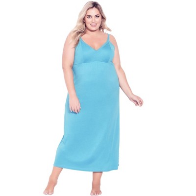 Avenue Women's Plus Size Lace Trim Maxi Sleep Dress