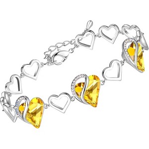 Adjustable Infinity Heart Bracelet with Birthstone - Silver Tone Link Chain Gift for Her - 1 of 4