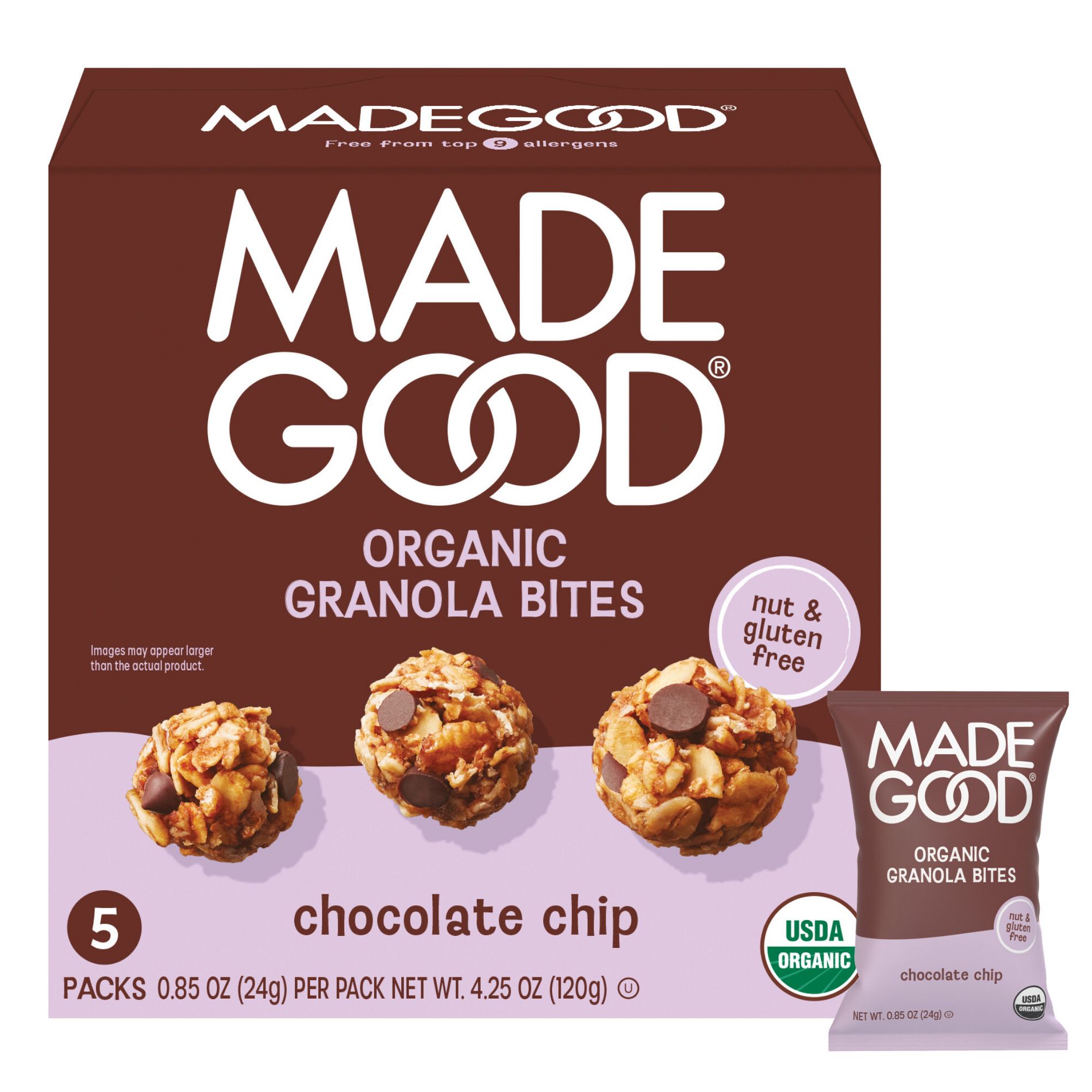 MadeGood Chocolate Chip Organic Granola Bites - 4.25oz/5pk