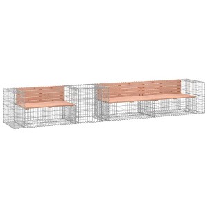 vidaXL Garden Bench With Gabion Basket Wooden, Silver - 1 of 4