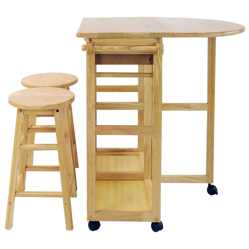 Breakfast Cart with Drop Leaf Table & Stool Set - Flora Home, 4 of 11