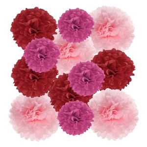 Unique Bargains Wedding Shower Bridal Party Decoration 3 Size Paper Pom Poms Flower Ball 15 Pcs - 1 of 4