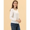Allegra K Women's Casual Button Decor Long Sleeve Solid Square Neck Blouse - 3 of 4