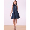 Allegra K Women's Halter Neck Button Down Shirt Denim A-Line Mini Dresses - 4 of 4
