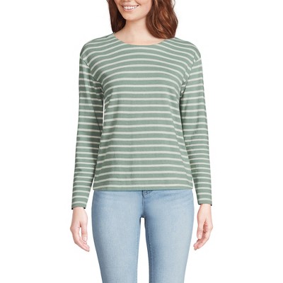 Lands' End Women's Long Sleeve Mariner Jersey Crewneck Tee
