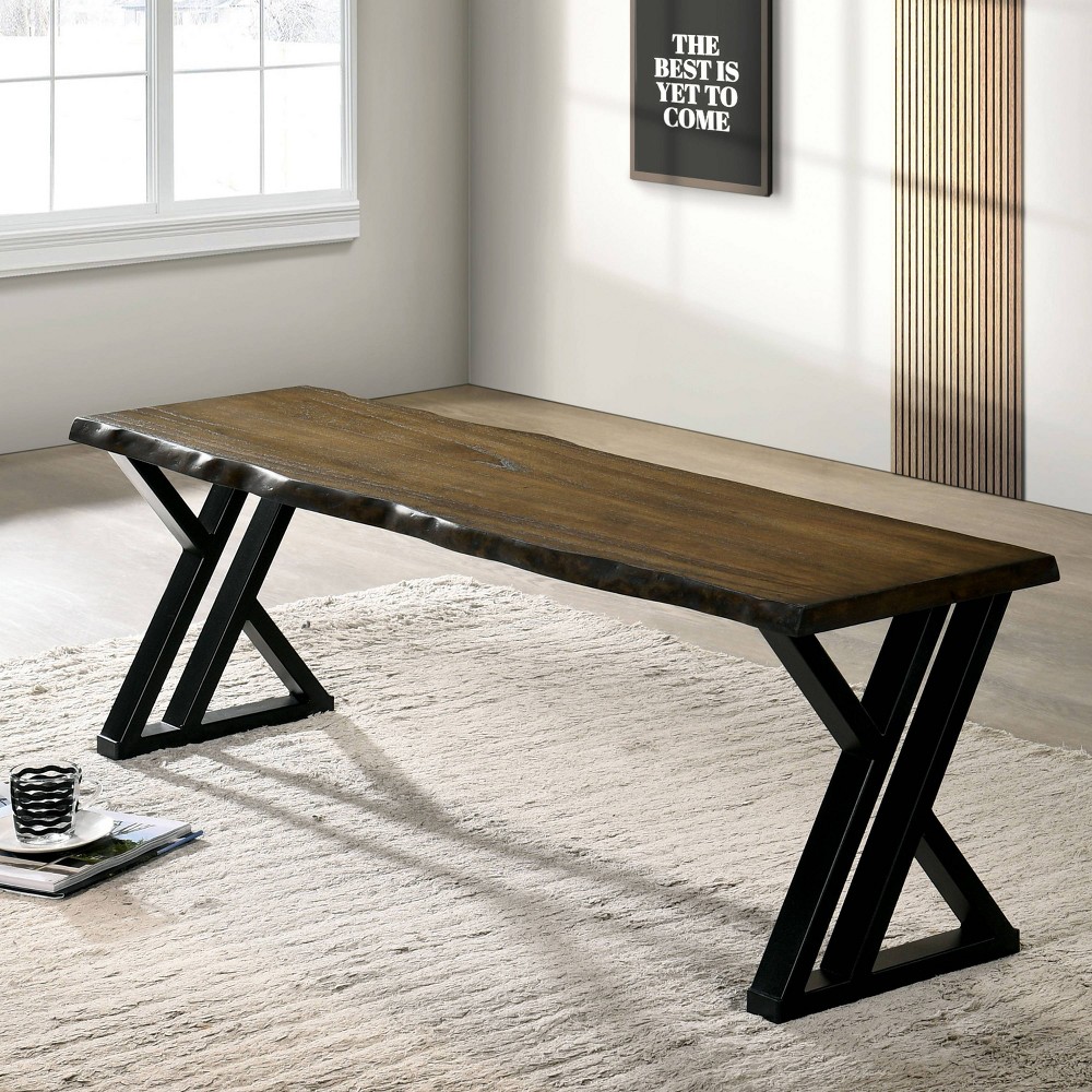 Photos - Storage Combination HOMES: Inside + Out 53.25" Raincharm Rustic Live Edge Dining Bench Black/D