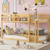 Okak Twin Size Solid Wood Floor Bunk Bed with Storage Shelves & Ladder,Contemporary Bed Frame for Bedroom,Kids Room - 2 of 4