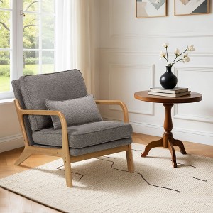 Ora Maison Modern Accent Chair with Lumbar Pillow and Wooden Frame for Living Room or Office - 1 of 4