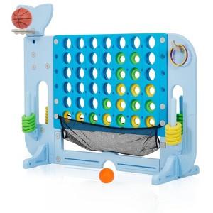 Giant 4 in a Row Game,Adjustable Height Board Jumbo 4-in-a-Row Game with Quick-Release Slider,Mini Basketball,Golf & Ring Toss Set for Family Party - 1 of 4