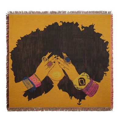 Shanell Yellow and Black Woven Throw Blanket with Fringe